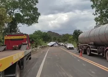 Caminhoneiro morre após colidir em carro na BR-135; pista é parcialmente interditada