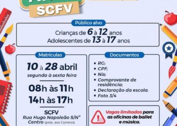 Estão abertas as matrículas e rematrículas do SCFV de José de Freitas