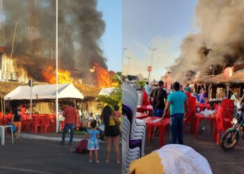 Incêndio de grandes proporções atinge barracas de festejos em José de Freitas