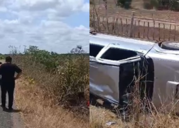Motorista perde controle e capota Hilux na PI-113 entre Barras e Cabeceiras