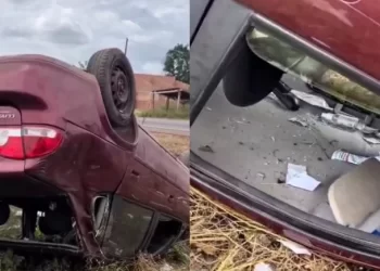 Acidente é registrado na PI-113, zona urbana de José de Freitas; veículo capota após manobra brusca