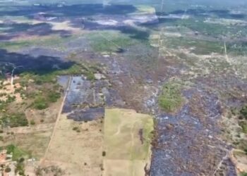 Imagens aéreas revelam extensão das áreas devastadas pelos incêndios em José de Freitas